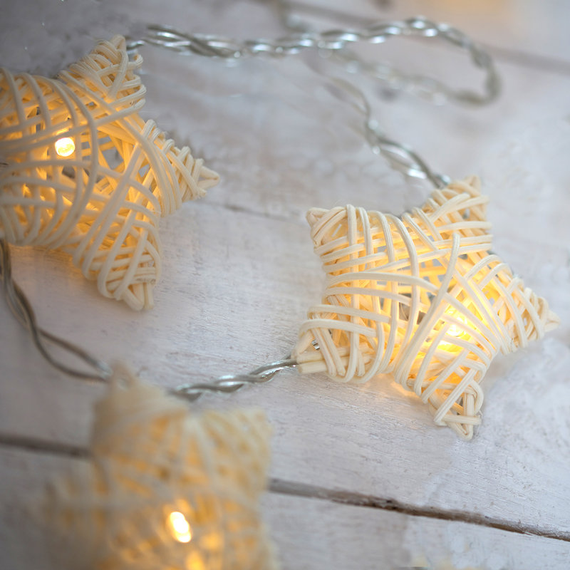 Kimbra LED Handmade Wicker Stars String Light, 10 Lamps - 5 Metre Long