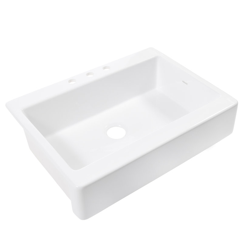 Parker 33.85'' White Fireclay Single Bowl Kitchen Sink
