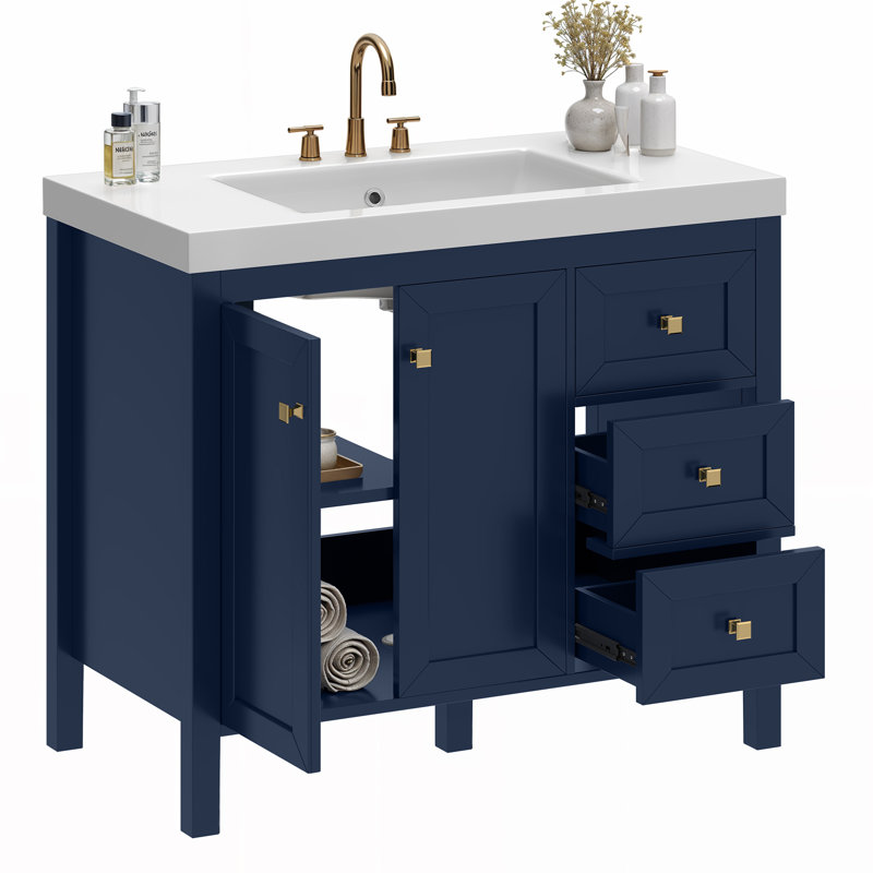  42 Inch Bathroom Vanity With Sink, Navy