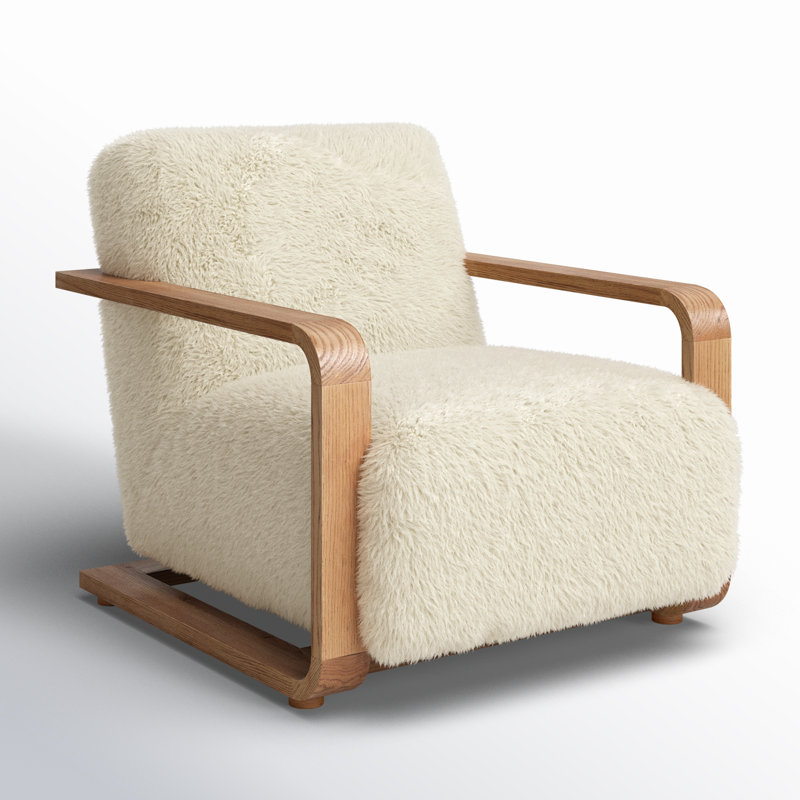 ECKERSLEY LOUNGE CHAIR CREAM FAUX FUR, Cream Faux Fur