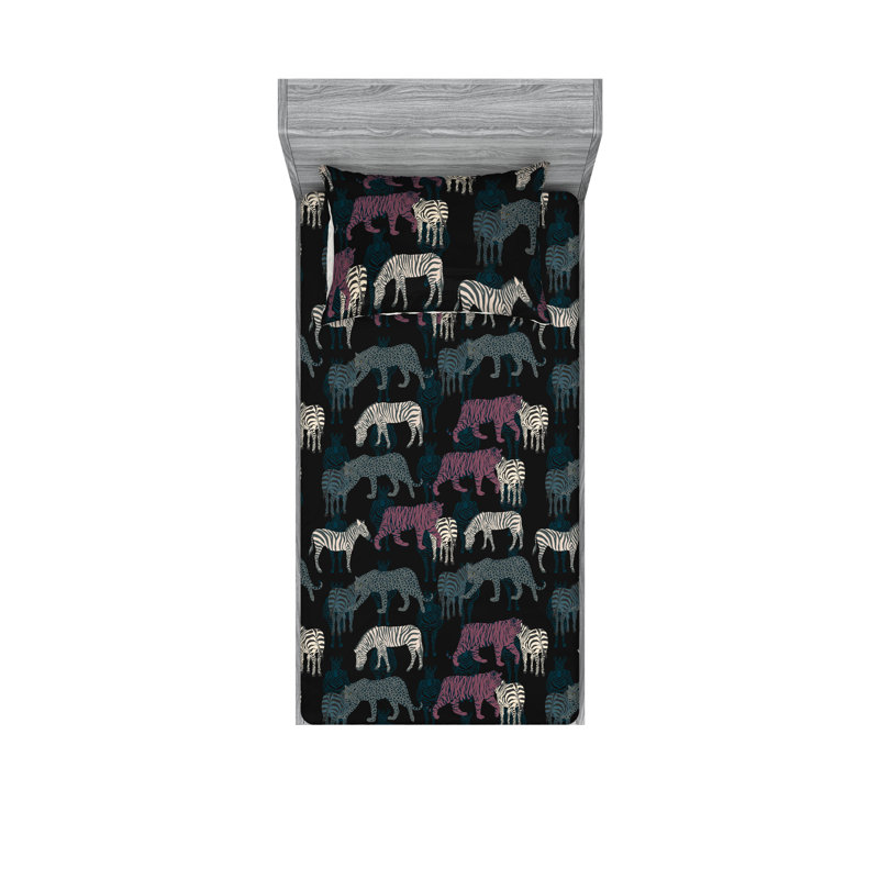 Drap-housse et taie décorative Ambesonne, Ensemble de draps pour lit simple avec 1 taie d'or