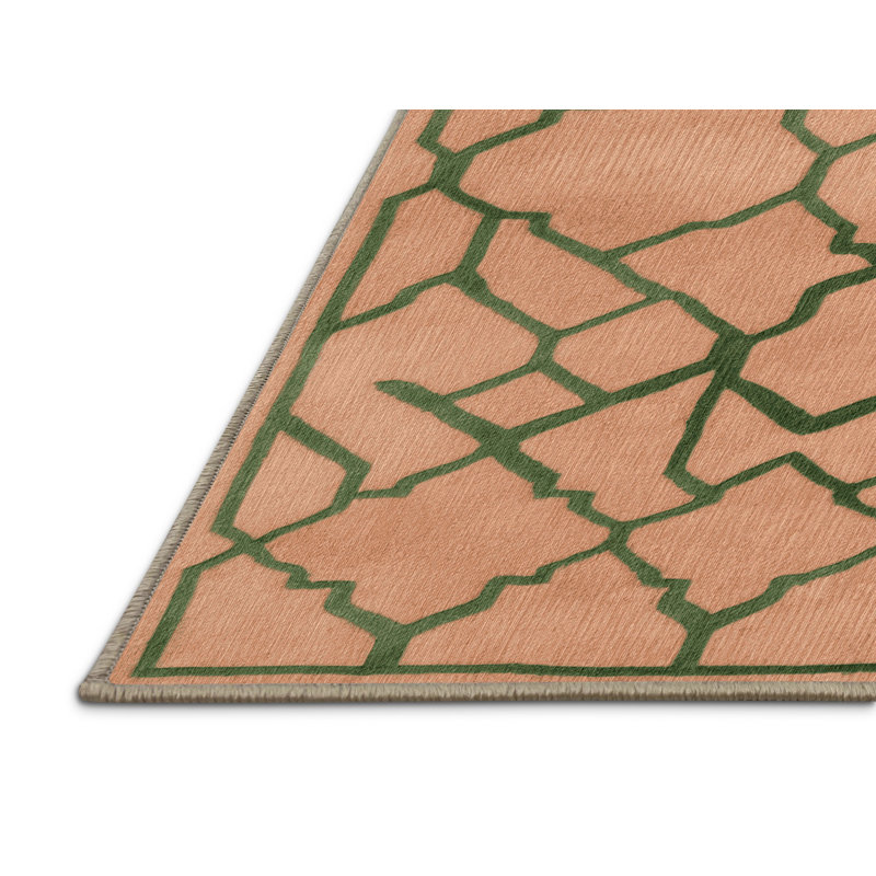 Tapis brun treillis lavable à la machine, Rond 7 pi