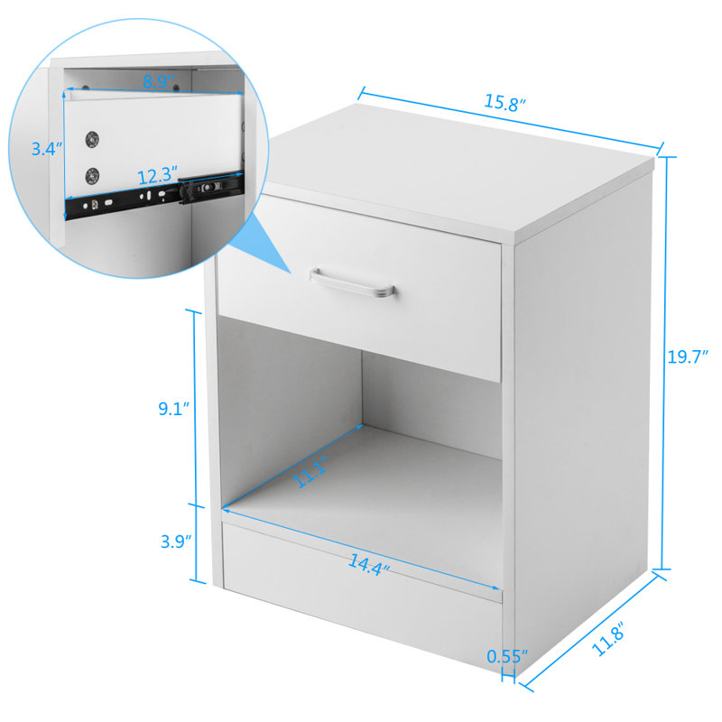 Baden 15.8'' W Nightstand, White