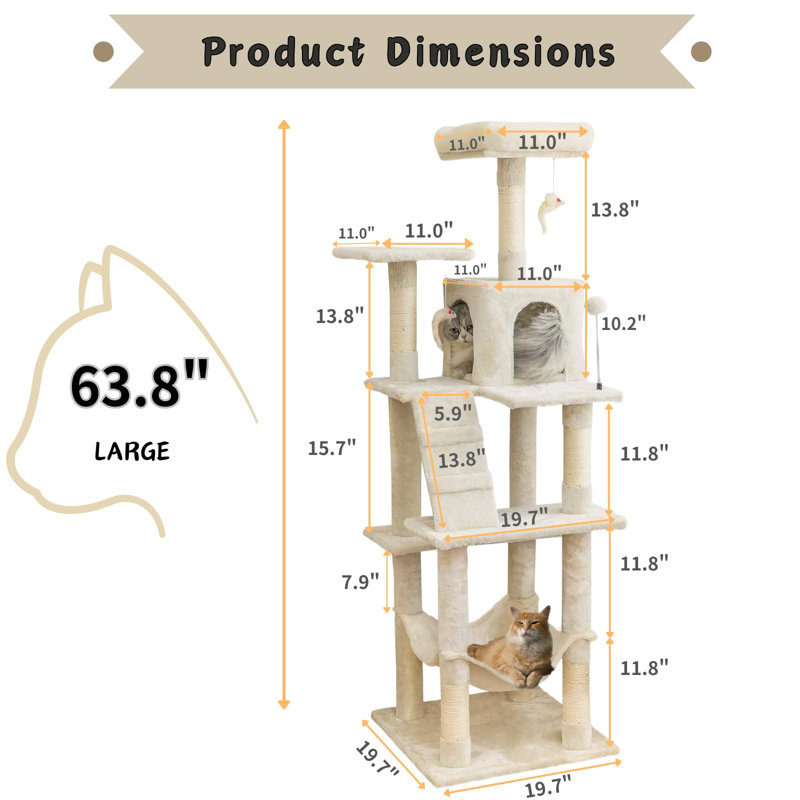 Eethan 63.8'' H Cat Tree, Beige