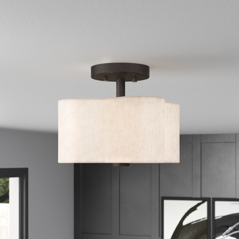 Plafonnier semi-encastré 2 lumières Swarthout, H 8,5 po x l 11 po x P 11 po, Bronze anglais