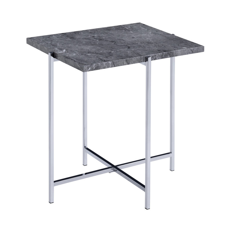 Table de bout rectangulaire grise et chromée