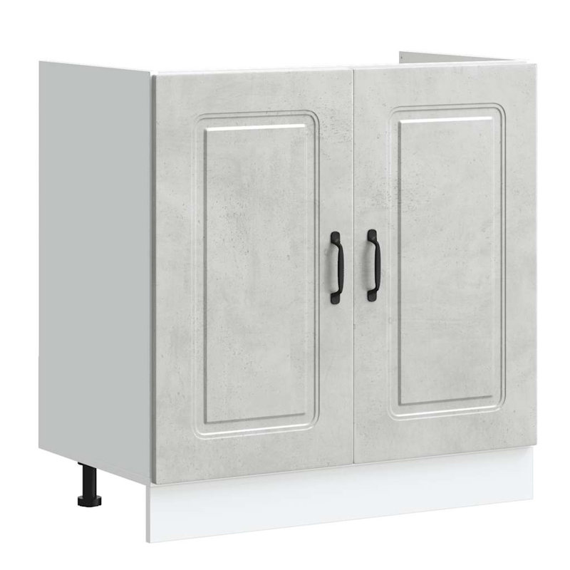 Sink Base Cabinet Kalmar 80X46x81.5 Cm Engineered Wood, Concrete Grey