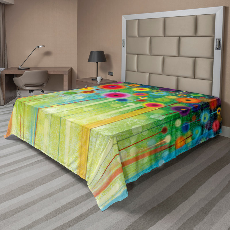 Multicolore Ambesonne, Drap plat pour très grand lit californien