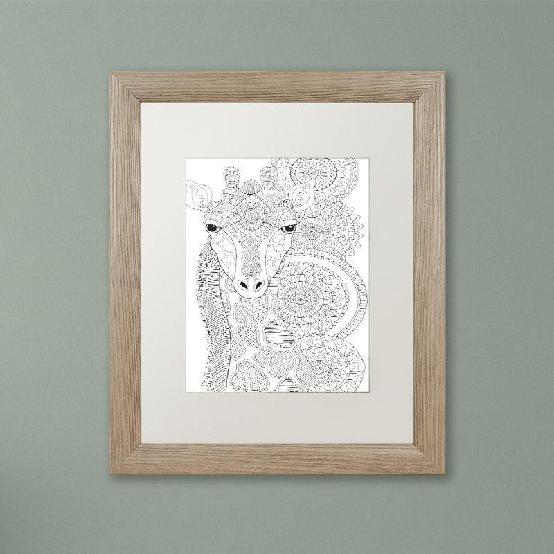 « animaux », impression sur toile encadrée, H 14 po x l 11 po x P 0,5 po, Cadre brun, Blanc