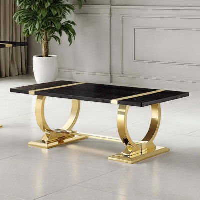 Table basse rectangulaire moderne avec piètement en forme de O