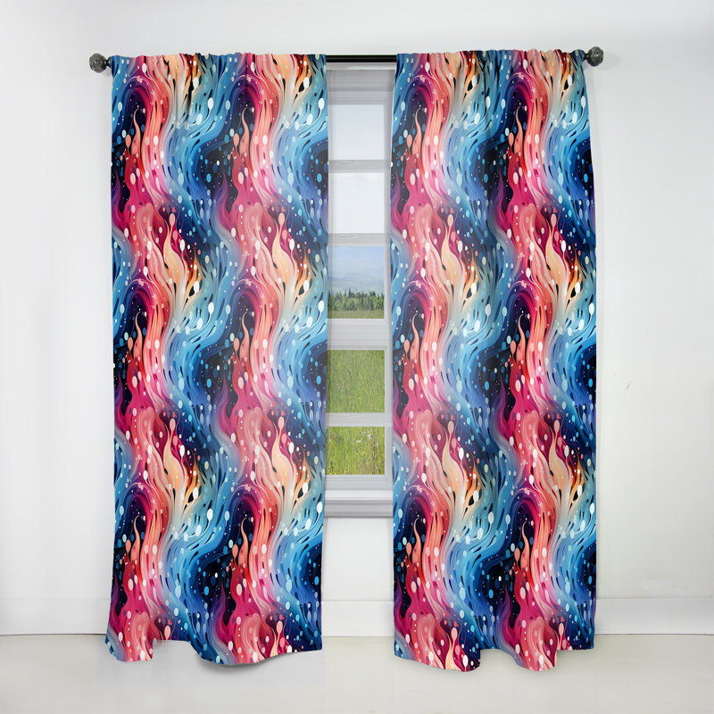Rideau obscurcissant bleu et mauve à motif cachemire mystique - 1 panneau, L 52 po x L 95 po