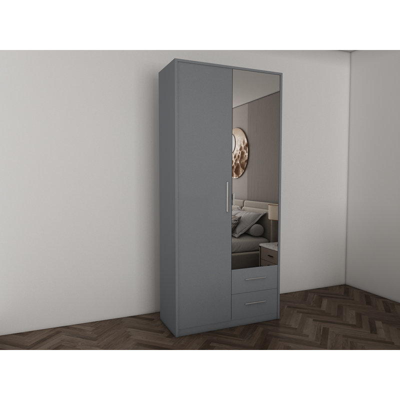Pamel 2 Door Manufactured Wood Wardrobe, Grey