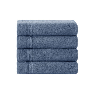Ozdilek 4-Piece Bath Towels, 27x54 100% Turkish Cotton, Luxury Quick Dry, Extra Large, Fade-Resistant, Eco-Friendly, Spa Towel, Comfortable (Ocean Blue)