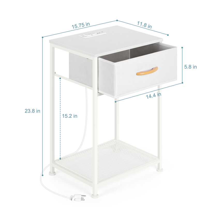 1-Ply Fabric Drawing Table with Plug 2-Pack-White, White