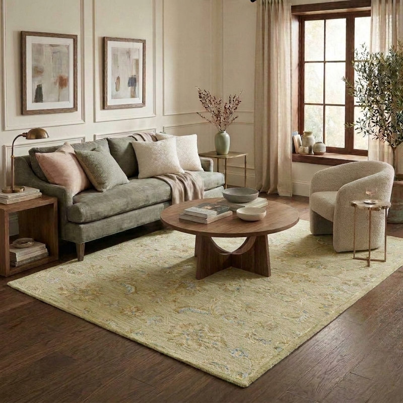 Tapis d'intérieur en laine touffeté à la main Traditional, Rectangle 7 pi 9 po x 9 pi 9 po