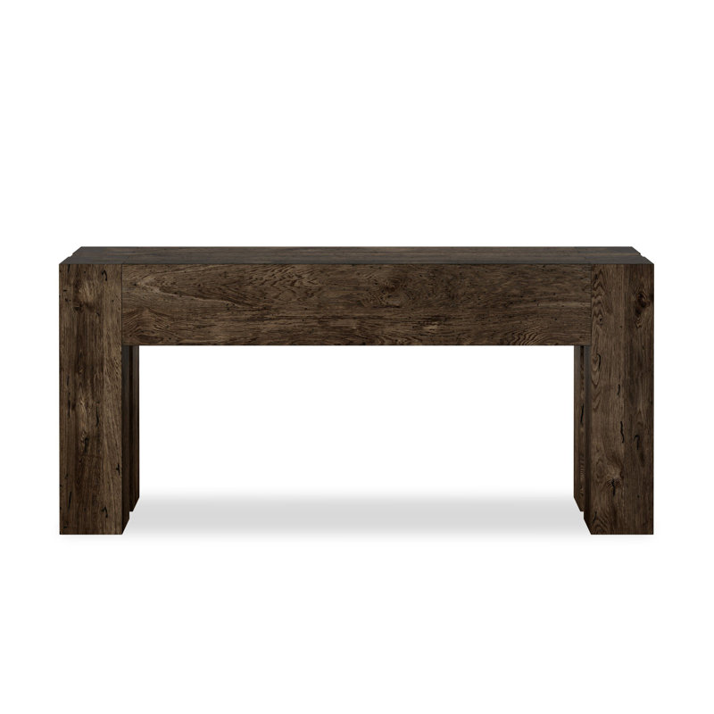 Console Trumann, Bois de chêne patiné rustique ébène, H 33 po x l 72 po x P 20,25 po