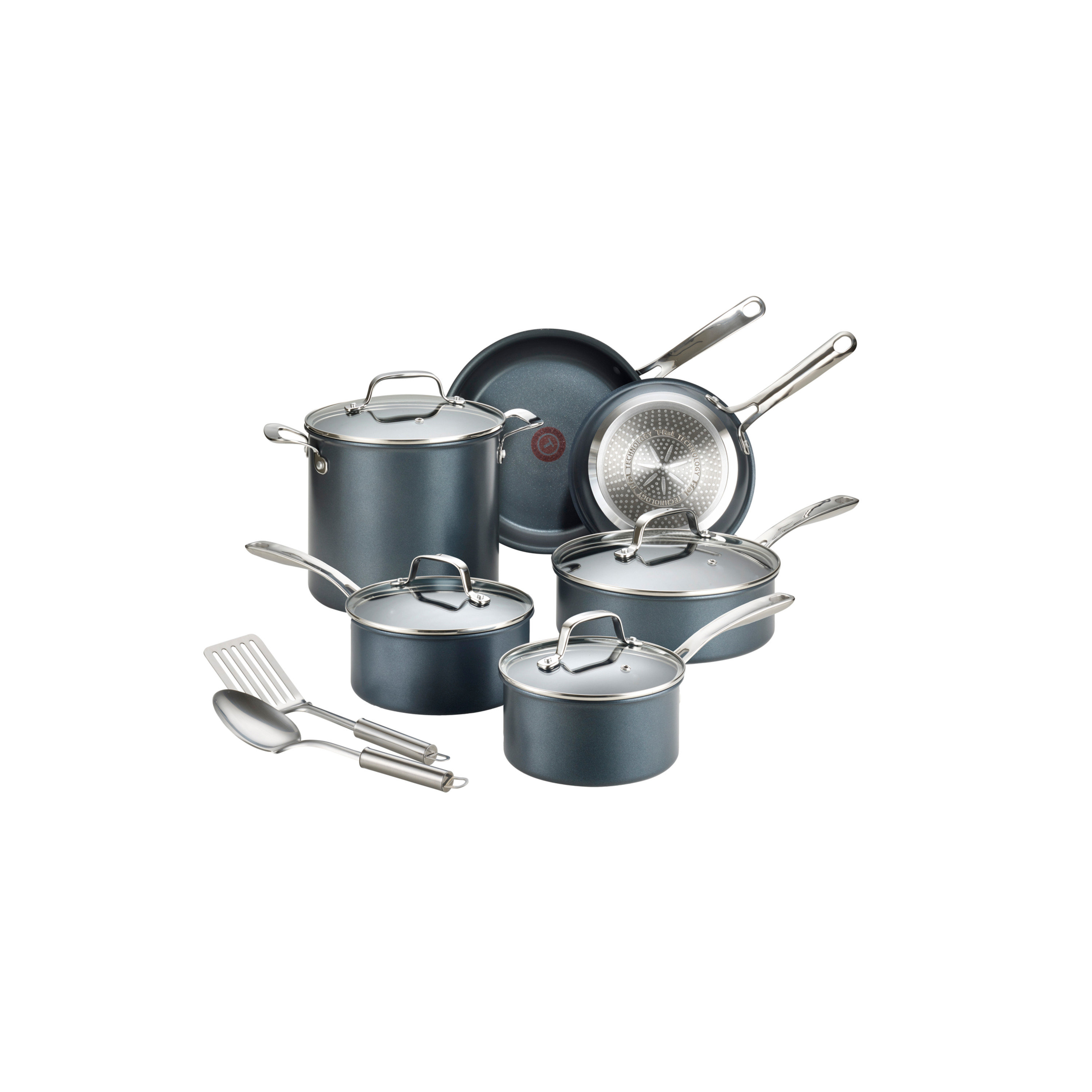 T-fal Stainless Steel Cookware Set 11 Piece Induction, Pots and Pans,  Dishwasher Safe