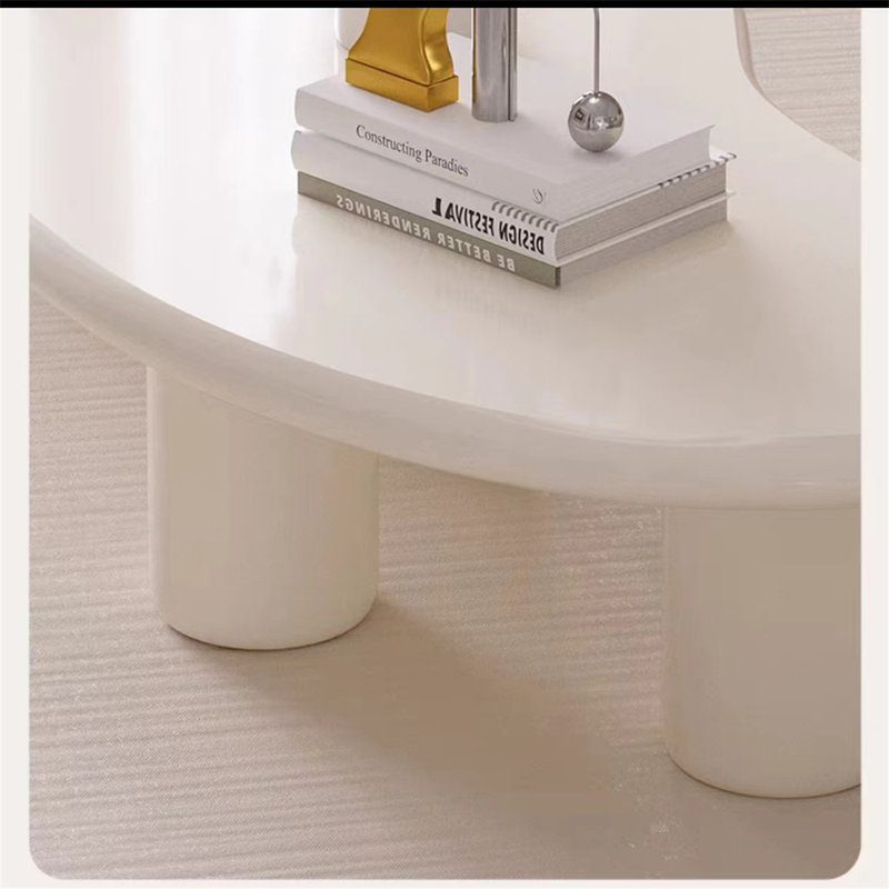 Jerimah End Table，"Contemporary Cream Accent Table - Organic Irregular Shape, Soft-Edged Sofa Table for Cozy Spaces, Neutral Tone Wabi-Sabi Home Decor"