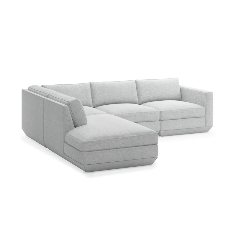 Podium Modular Sectional, Bayview Silver Performance Twill