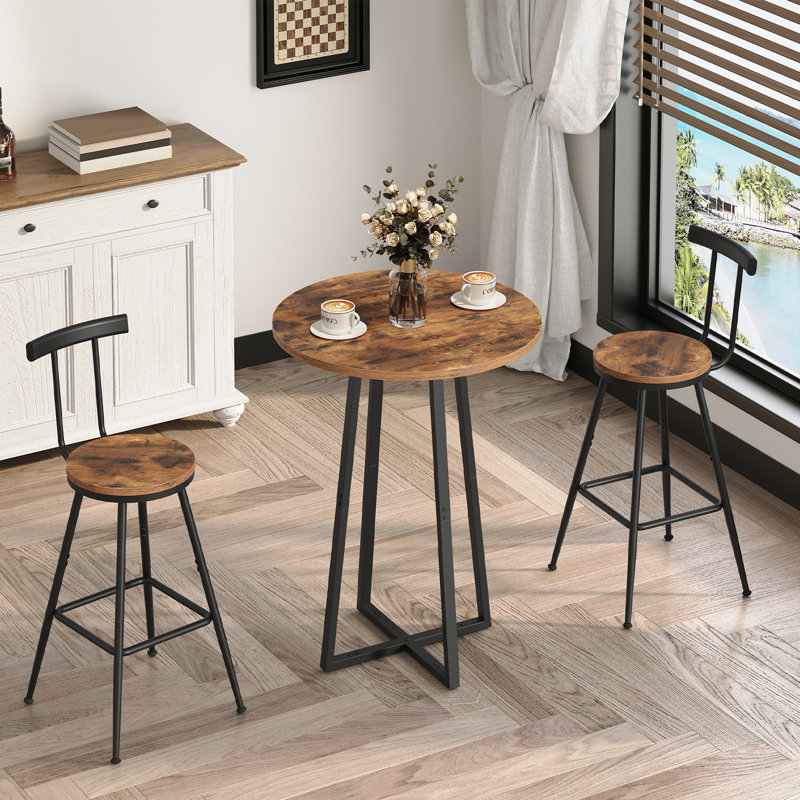 Table de bar ronde de 35,4 po de hauteur, hauteur de bar pour la cuisine, avec base en croix