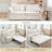 74” Pull Out Sofa Bed, Convertible Sleeper Sofa Bed With USB Ports, Corduroy Upholstered Couch With Chaise Lounge For Living Room, Guest Room, White-854966189