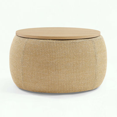 Handmade Round Storage Ottoman with Removable Top