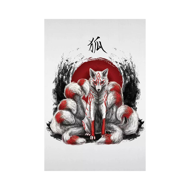 Japanese Nine Tailed Fox Kitsune by Cornel Vlad - Wrapped Canvas Print, 66.04 cm H x 45.72 cm W x 1.91 cm D