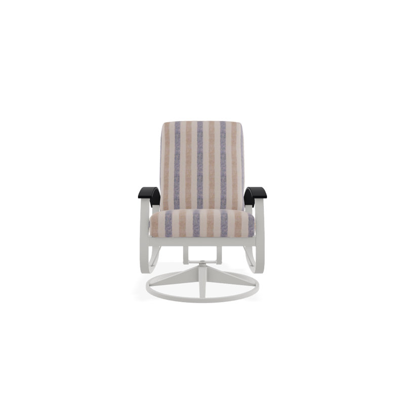 Belle Isle Outdoor Swivel Lounge Chair, Black P70, Cast Slate Sunbrella® Plainweave, Textured Snow