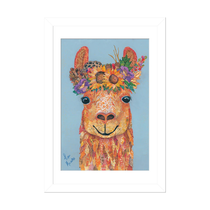 «Llama Autumn», reproduction d'art sur papier encadré, 32" x 24", Framed Paper, White