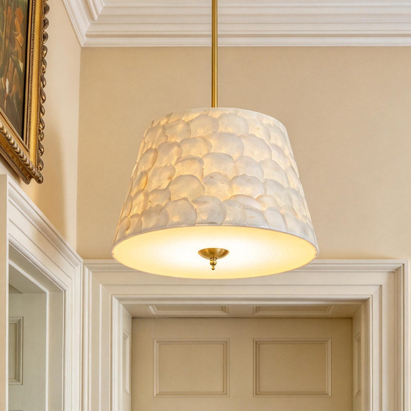 Suspension côtière à 4 lumières coniques en coquillage capiz de 15,75 po