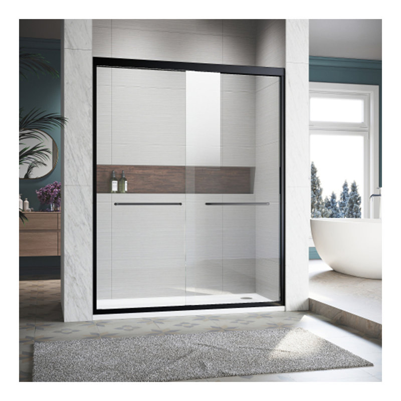 Sliding Shower Glass Door 56-60 in. W x 72 in. H, Adjustable Semi Frameless Shower Door, Certified Thick Clear Clear Tempered Glass, 304 Stainless Steel Handles, 