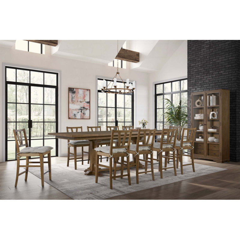 Ensemble de chaises de haute qualité à dossier à lattes à hauteur de comptoir avec sièges tissés et attaches, ensemble de deux pour un dîner confortable