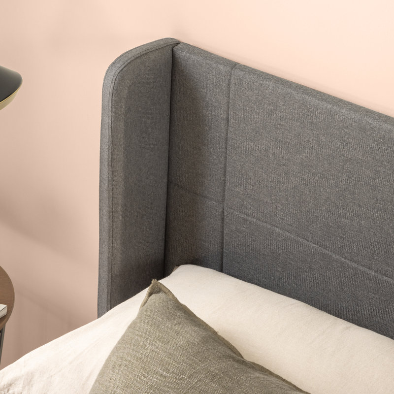 Hamall Upholstered Bed Frame with Headboard, Double (4'6), Dark Grey