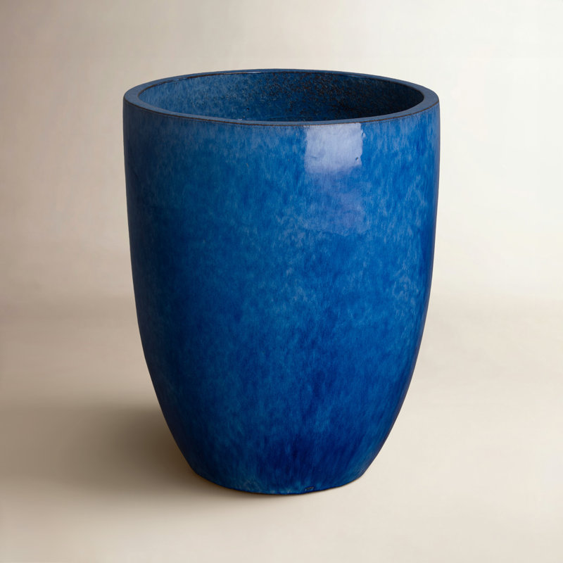Silsbee Handmade Ceramic Pot Planter, 24" H x 19" W x 19" D, Blue