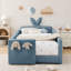 Lit plateforme simple avec tête de lit pour oreilles de lapin, barrière de sécurité et poche de rangement-1703632656
