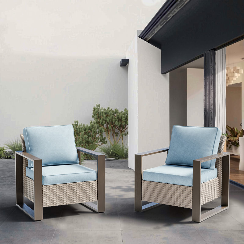 Chaise de patio avec coussins Creal, Bleu ciel