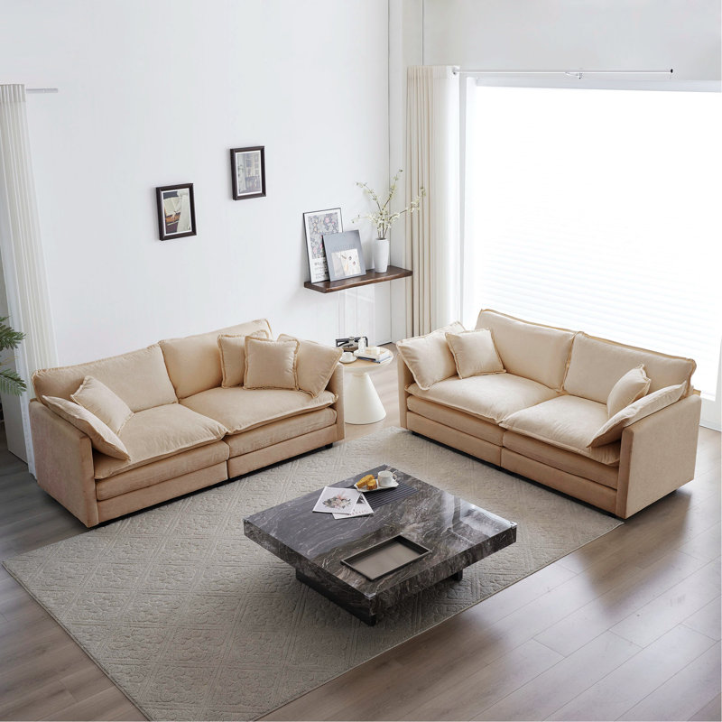 Ensemble de salon 2 pièces Fredrico, Chenille beige