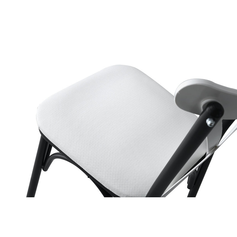 Chaise d’appoint rembourrée à dossier en croix, Blanc, Blanc / noir, 4