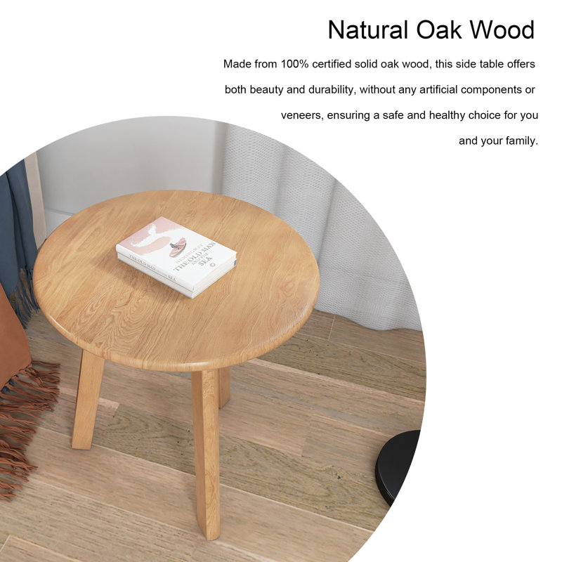 Kella Solid Wood End Table, Natural Wood