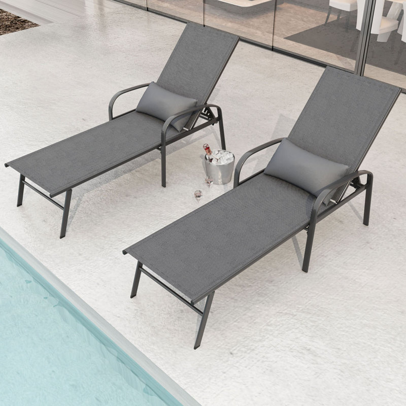Chaise longue d'extérieur avec coussin pour la piscine, 2