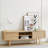 55" White Rattan TV Stand, Double Sliding Doors, Adjustable Shelf, Solid Wood Legs, 220 lb Cap, Living Room-1927857827