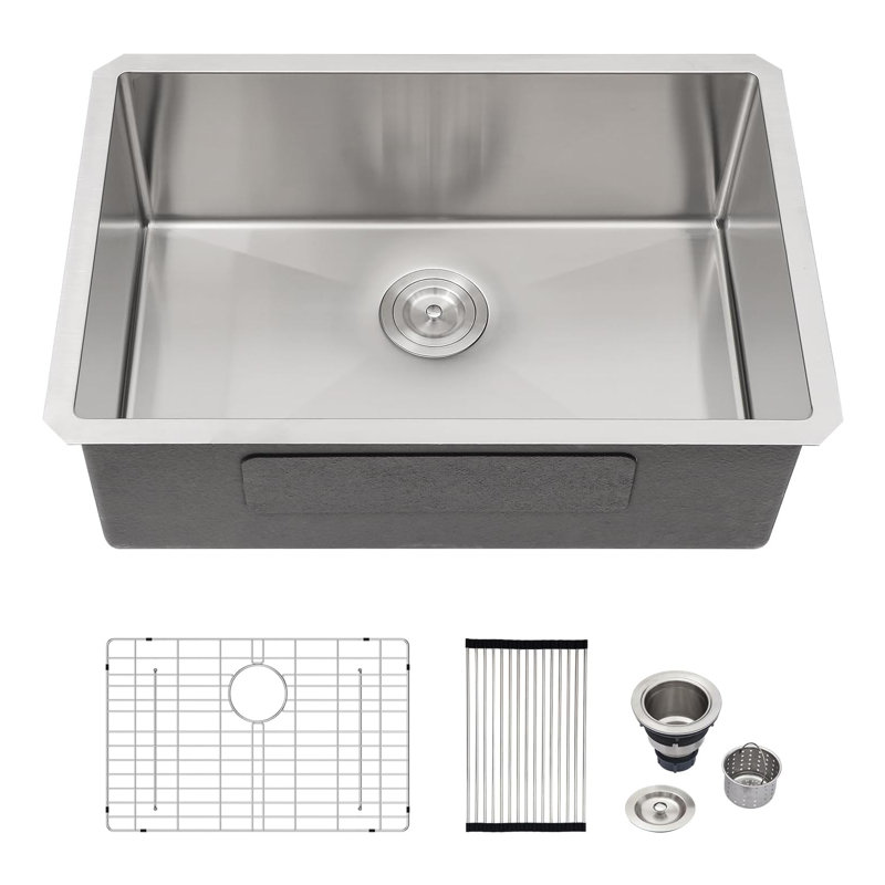 32'' L Undermount Kitchen Sink Single Bowl Stainless Steel 16 Gauge Stainless Steel Kitchen Sink