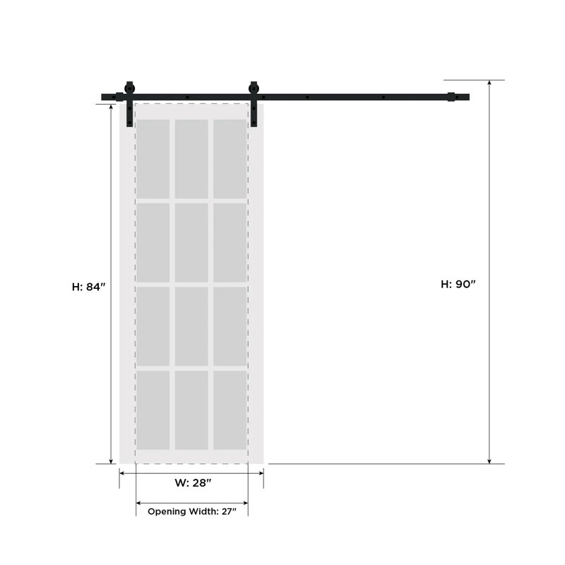 Porte standard en verre givré Mela, 28 po x 84 po