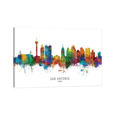San Antonio Texas Skyline by Michael Tompsett - Wrapped Canvas Print