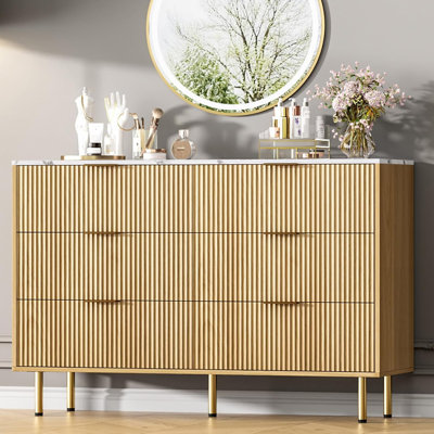 6-Drawer Wooden Dresser for Bedroom, Modern Storage Chest for Living Room, Hallway, Closet, Entryway