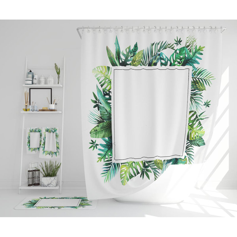 Nikkolette Polyester Shower Curtain Set, Light Green