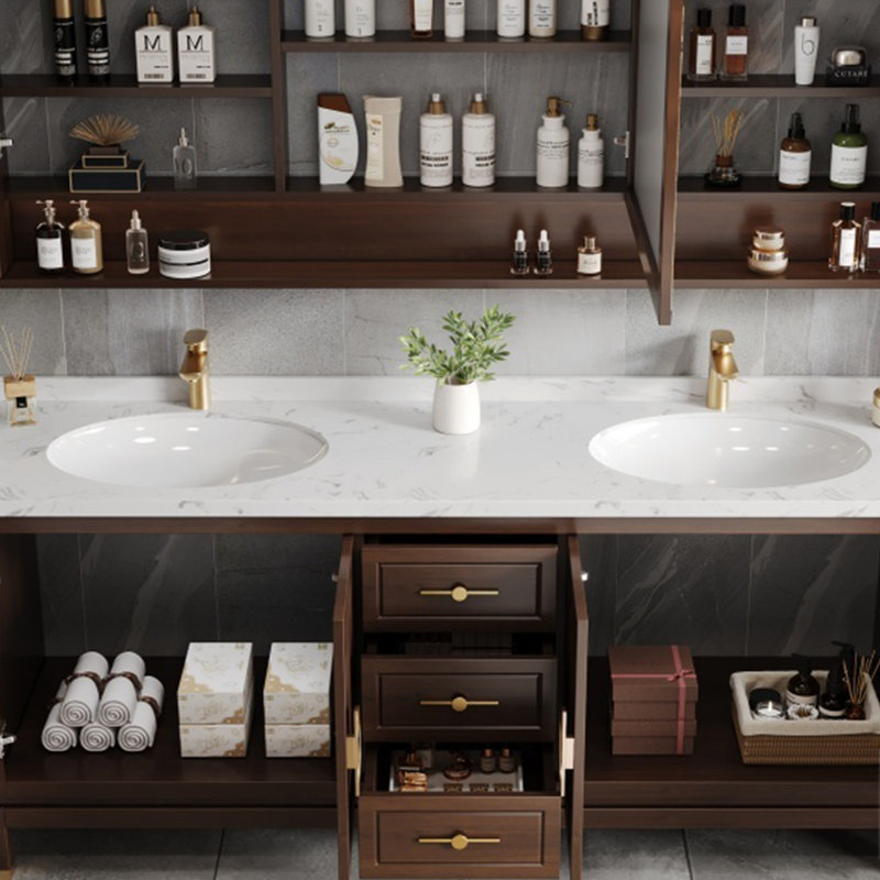 Meuble-lavabo de style rétro luxueux de style chinois, 71"