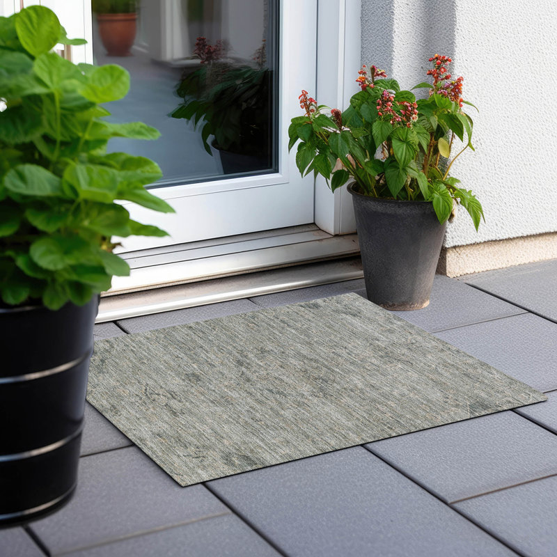 Machine Washable Indoor/Outdoor Chantille ACN1111 Sage, Rectangle 1'8" x 2'6"