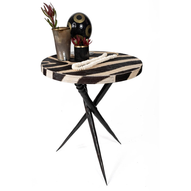 Painted Ostrich Egg Sculpture, Black/Gold
