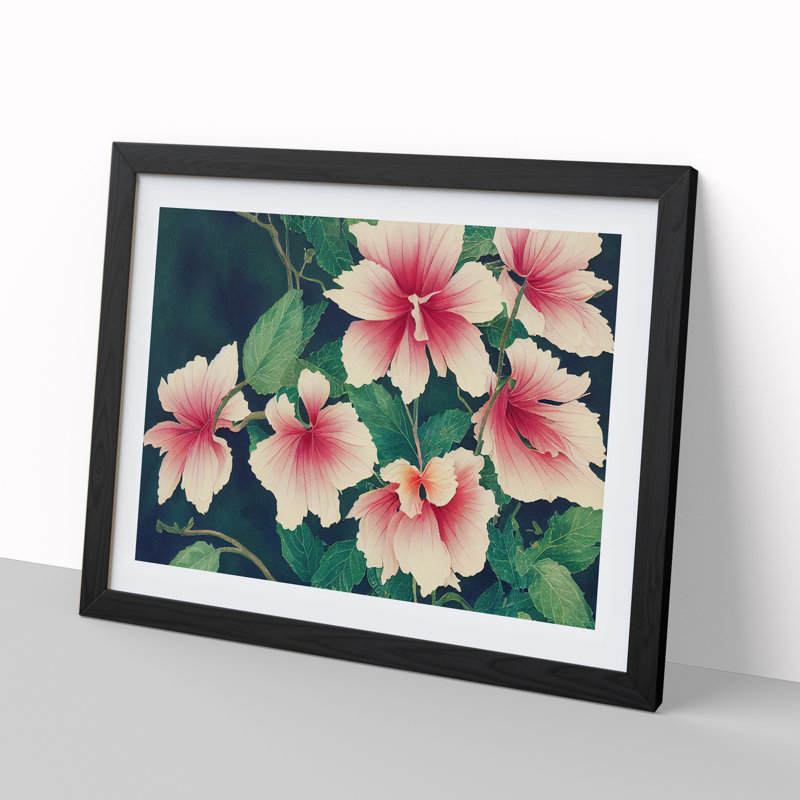 Delightful Watercolour Flowers - Single Picture Frame Painting, Black, 46cm H x 64cm W x 2cm D